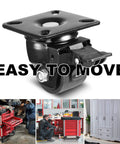 2-Inch Plate Swivel Caster Wheels Set Of 4 Heavy Duty Load Capacity 2200 Lbs With Brake Center Of Gravity Nylon Wheels