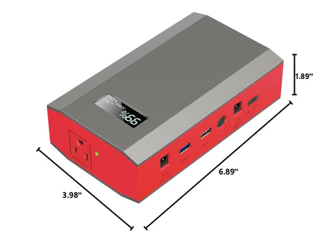 Side view of Portable Power Bank With AC Outlet 65W External Battery For Laptop Charging And Outdoor Use On The Go 24000mAh Backup Power Supply