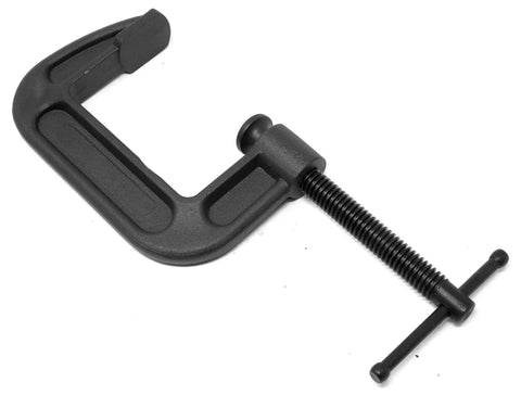 Heavy-Duty Cast Iron C-Clamps, 3-Inch Jaw Opening, 2-Inch Throat, black oxidized finish, side view showing low-resistance screw threads