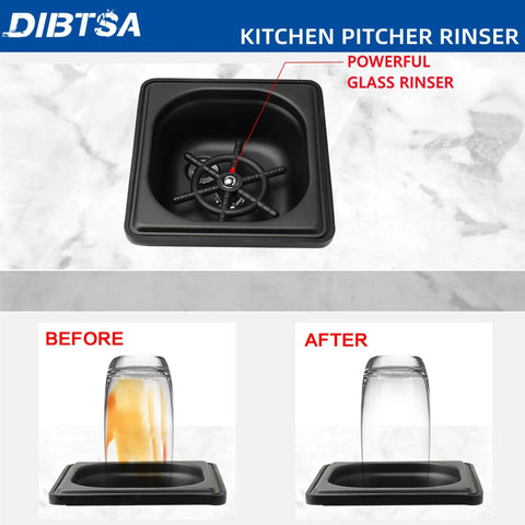 Pitcher Rinser With Base for Countertop, Matte Black Stainless Steel Glass Rinser Cup Washer With Side Spray, No Fuss One Hand Operation, Quick Milk Residue Removal, Durable Kitchen Sink Accessory