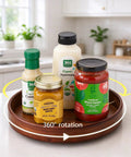 12 Inch Bamboo Lazy Susan Turntable For Kitchen Pantries Delivers Slick 360 Spin To Keep Condiments Grabbed Instantly with sauces.