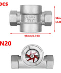Three Quarter Inch NPT Female Stainless 304 Window Sight Glass Flow Indicator with Impeller for Water Lines, Front View