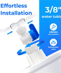 3/8 inch tubing hookups showcasing effortless installation on sturdy small water pressure tank for tankless reverse osmosis systems.