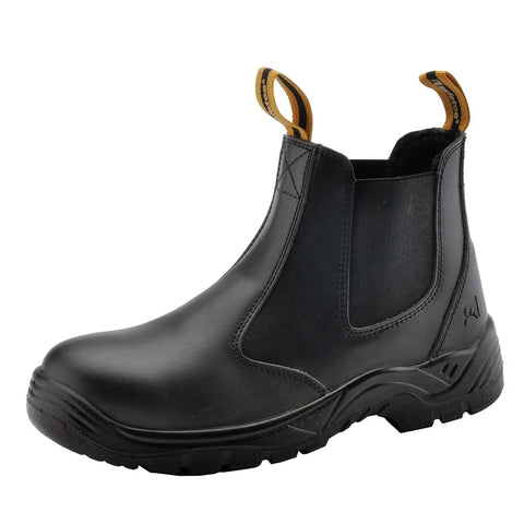 Steel Toe Chelsea Safety Boots For Men Waterproof Cow Leather Lightweight Work Shoes With Extra Wide Fit Anti Puncture Midsole And Durable Outsole Built For Tough Job Sites And All Day Comfort