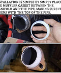 Pvotawp 48mm graphite exhaust flange gasket; donut-shaped seal shown near exhaust pipe in two views.