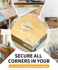 Baby Proof Corner Guard Kit 40 Pack, Clear Table Edge Bumpers And Sharp Corner Shields For Toddler Home Safety, clear corner guard on wooden table edge.
