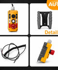 2 Button Crane Pushbutton Switches With Box Holder And 15 Inch Cable showing front and side views, cord, and mount holder for industrial use.