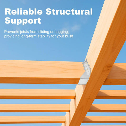 2x8 Joist Hangers Set 50 Pcs 20 Gauge Heavy Duty Face Mount Rafter Brackets installed on wooden beams for structural support