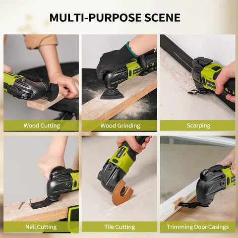 Cordless Brushless Oscillating Tool Kit With 20500 OPM 4 Degree Oscillating Angle Six Variable Speeds 20V Battery Powered in action