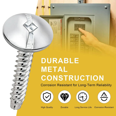 Panel Cover Screws Replacement Kit for Electrical Panels And Enclosures, Durable Steel, Example Image with Screw and Panel