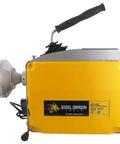 Heavy Duty K60 Drain Cleaning Machine With Auto Feed Mechanism And 250 Watt Motor, yellow metal body with handle for pipe clog removal.