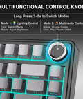 Top Notch 75 Percent Wireless Mechanical Keyboard Featuring Gasket Mount Build Hot Swappable Switches with multifunctional control knob.