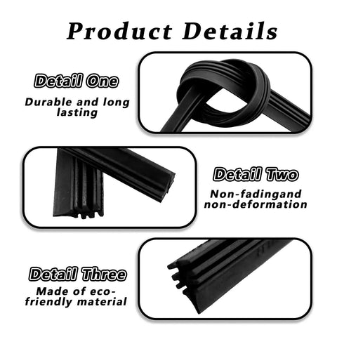 Top Shelf Hella Durable 4 Pack Frameless Windshield Wiper Blade Refills Easy Install showcasing eco-friendly materials and durability.