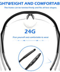 OXG safety glasses, 12-pack, front view with lightweight wraparound black frame and gray temples