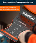 Built Different 3 Piece TiCN Carbide Oscillating Multi Tool Blade Set with dual-sided design for cutting embedded screws and nails.