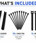 Premium NeatWire Self-Closing Cable Sleeve Kit For Snazzy Wire Management. Flexible Split Loom Keeps Your Desk Crisp Without Unplugging.