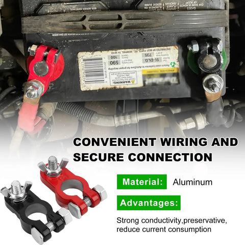 Battery Terminal Connectors Set With Anti Corrosion Washers Positive And Negative Battery Post Clamps For Car Truck And Boat Zinc Alloy Construction Durable Easy To Install Car Accessories installed on car battery