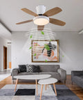 Ceiling Fan with Light 2200 Lumens 3 Color Temperature Flush Mount Indoor displaying in modern living room setting.