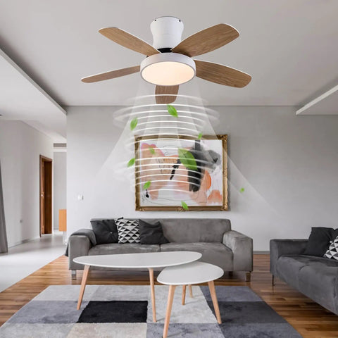 Ceiling Fan with Light 2200 Lumens 3 Color Temperature Flush Mount Indoor displaying in modern living room setting.