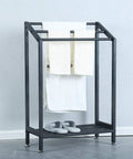 Industrial Indoor Outdoor Free Standing Towel Rack With Shelf, Dope 3 Tier Metal Towel Stand In Black Finish, towels hanging