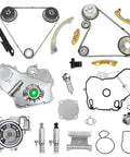 Components of All In One 2.4L Ecotec Timing Chain Kit With Water Pump, Oil Pump And VCT Solenoid For Chevrolet Equinox