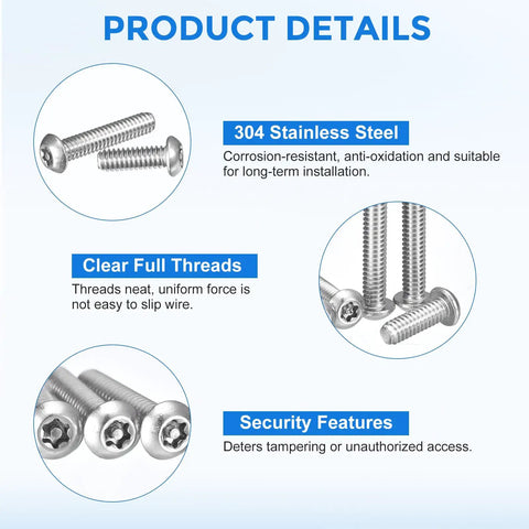 Top Notch 25 Piece Set Of Size 6-32 X One Inch Torx Security Machine Screws Built With Hella Tough 304 Stainless Steel Button Head Bolts for rust free and tamper proof hardware needs with clear threads.