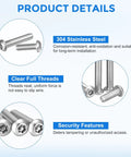 Product details of Superior 304 Stainless Steel Torx Security Machine Screws In 10-32 By One Inch size showing material and security features.