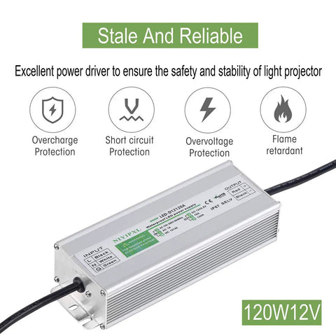 3 Pack Heavy Duty LED Driver 120W Waterproof IP67 Power Supply 100 to 260V AC To 12V DC Transformer Adapter For LED Lights Outdoor Projects And Any 12V DC LED Lighting