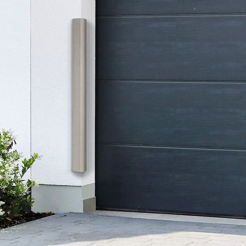 Two Pack High Density Rubber Corner Guards Edge Protectors And Bumpers For Parking Garages And Workshops Baby Proofing Walls And Furniture Neutral Grey 24 Inch Length Stops Dings And Scrapes mounted on wall by garage door