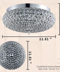 Crystal Flush Mount Ceiling Light Fixture With Sparkling Crystals, Chrome Finish, size 11.81 x 5.31 inches, modern chandelier