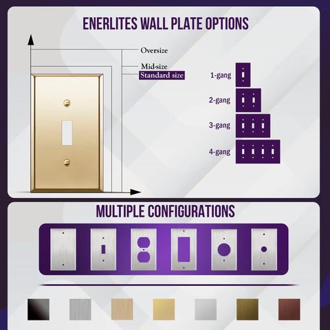Gold Polished Brass Toggle Light Switch Wall Plate, Metal 2-Gang 4.50 Inch By 4.57 Inch, Corrosion Resistant Stainless Steel 201 Cover, Heavy Duty Electrical Faceplate For Durable Home And Office Use