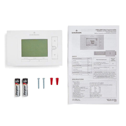 Easy Install Non-Programmable Thermostat Model 1F85U-22NP With Built-In Level No Fuss Setup Standard Footprint with manual and parts