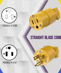 Electrical Replacement Plug And Connector Set For Extension Cords Built To Last, NEMA 5-15P And 5-15R, Polycarbonate Thermoplastic, Yellow