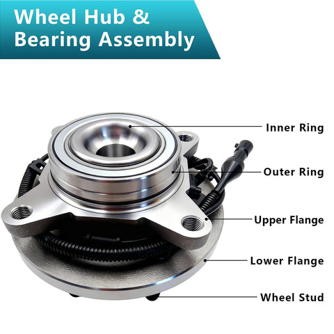 Front Wheel Bearing Hub Assembly 515117 for Ford F150 2009 2010 2WD Front Left and Right, 6 Bolt Hubs With ABS Sensor, 2 Piece Kit