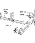 22-5/8 Inch Mono-Rail Drawer Slide Kit in Galvanized Steel, Heavy-Duty Replacement Tracks for Cabinets, Universal Tri-Roller System, 20 Lb Load, Go-To Single Pack, Easy Install and Smooth Glide, with track and roller measurements