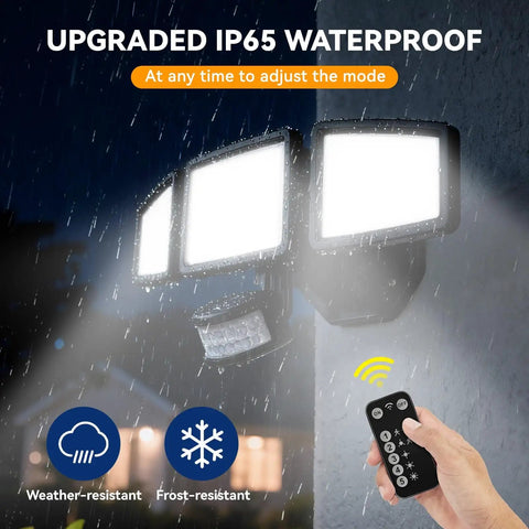 Motion Sensor Outdoor LED Flood Light With 7000 Lumen Output and 6500K Daylight Waterproof Hardwired Wall Light Installed, IP65