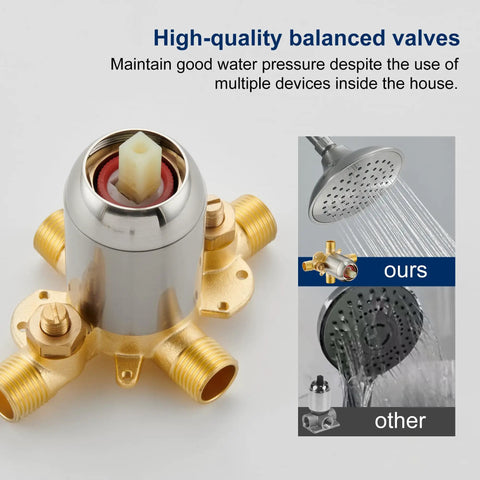 Slick Brushed Nickel Tub Shower Faucet Trim Kit With Smooth Single Handle Controls And Heavy Duty Internal Valve showing a high-quality balanced valve
