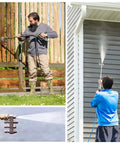 4 GPM High Pressure Washer Nozzle Kit With 4 Way Nozzles And One Quarter Inch Quick Connect For Soft Wash System in use on home exterior