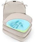 Gel Memory Foam Chair Cushions Set Of Four With FadeShield Water And Stain Resistant Finish For Indoor Outdoor Use, Reversible Seat Pads With Ties, 17 By 16 Inches, Cream Color, showing cutaway of gel layer.