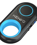 Bluetooth Wireless Camera Shutter Remote For iPhone iPad Android And Tablets Dope Selfie Button Clicker with blue accents, black body