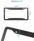 Rad Ride Carbon Fiber License Plate Frames 2 Pack Deep Glossy Black Aluminum Car Tag Holder Cover With Heavy Duty Steel Bolts, size details.