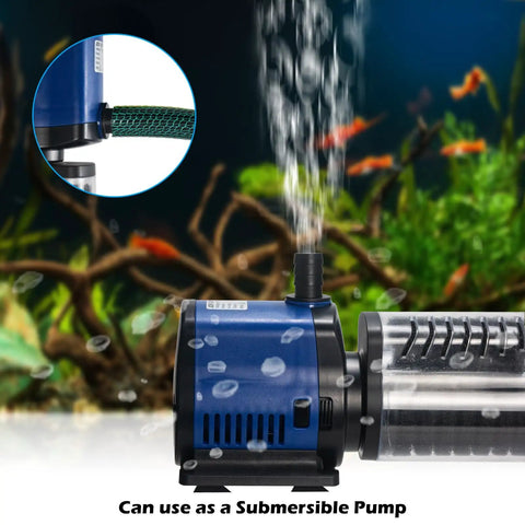 660GPH Submersible Pond Pump With Sponge Filter And 3 Stage Filtration in aquarium setting
