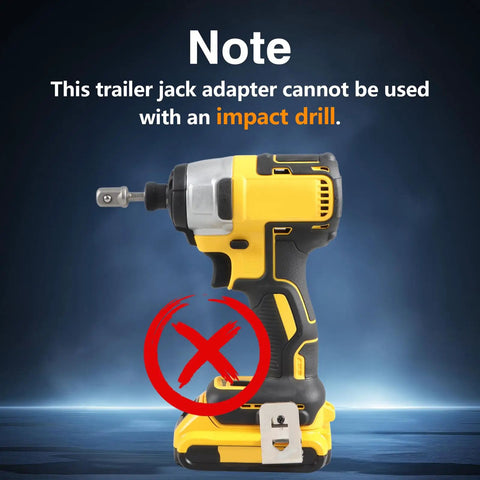 Upgraded Stainless Steel Trailer Jack Electric Drill Adapter not for use with impact drills, focus on heavy-duty rigs.