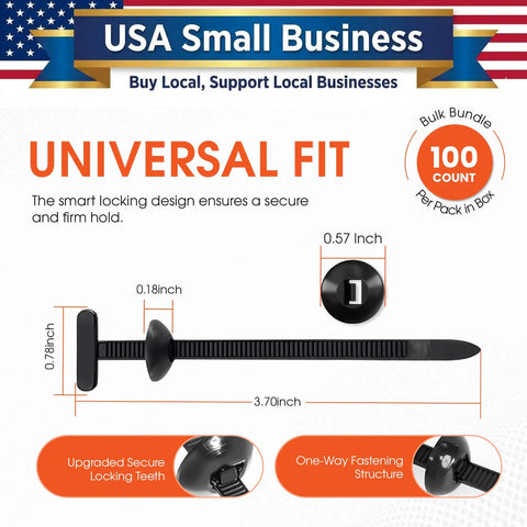 Heavy Duty Nylon Cable Tie Buckles Set For Cars Universal Fit With Rock Solid Pin And Button Design Self Locking UV Resistant