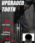 Person using One Inch Wet Diamond Core Drill Bit With One And A Quarter Inch Thread, Fourteen Inch Drilling Depth, Fast Cutting Hole Saw For Reinforced Concrete Block And Hard Masonry, Heavy Duty Construction Bit Built Tough For Quick Accurate Core Drilling on a concrete wall.