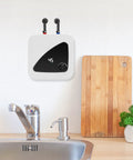 Solid Build Instant Electric Water Heater For Under Sink, 2.1 Gallon Compact Tankless Unit mounted above kitchen sink.