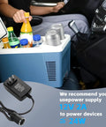 Smooth As Butter AC To DC Converter 12V 2A Cigarette Lighter Power Adapter for a portable cooler in a car.