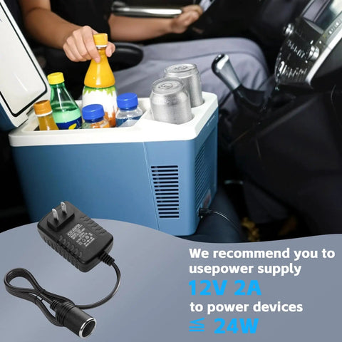 Smooth As Butter AC To DC Converter 12V 2A Cigarette Lighter Power Adapter for a portable cooler in a car.