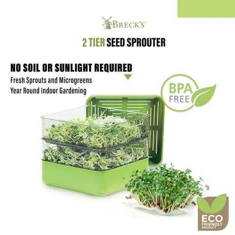 Two Tier Seed Sprouter Kit With Lid For Indoor Germination And Microgreens Grow Trays Stackable Seedling Starter Trays