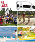 Kids playing various outdoor activities wearing Kids Anti Fog Safety Goggles For Science And Nerf Time, showing goggles' versatility.